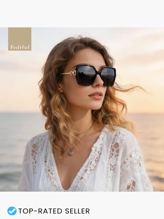 Oversized Retro Square Sunglasses UV Protection Metal Temple Women main image 4